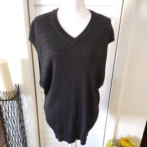 Icon Collection mens dark gray Silk/Cotton cable-knit sweater vest v-neck L‎